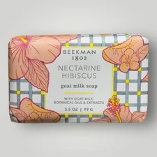 (3) Beekman 1802 Nectarine Hibiscus Goat Milk Bar Soap 3.5oz 99g