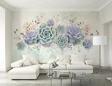 3D Succulent Floral  Wallpaper Wall Mural Removable Self-adhesive Sticker1033