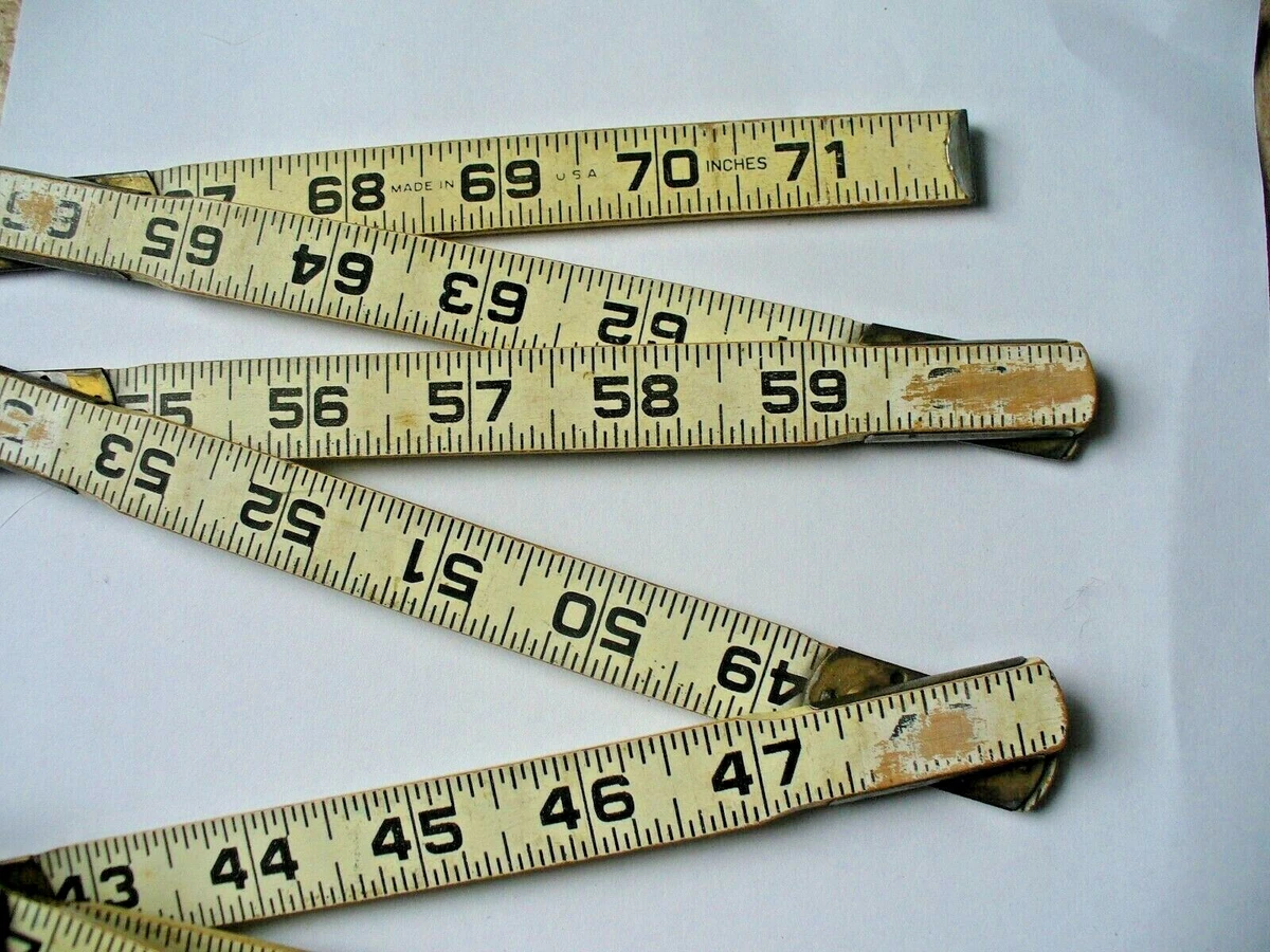 Vintage Wooden 72 Folding Measuring Stick Extension Tape Measure