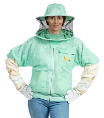 Massive bee Store Beekeeping ventilated Jacket Round and Bee Glove in Aqua 