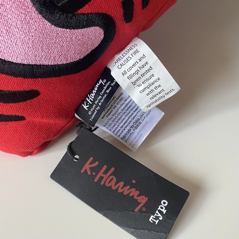 Keith Haring Red Heart Cushion Large Official By Typo Graffiti Street Artist - Image 3 of 4