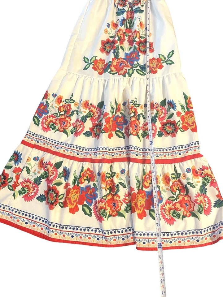 Maxi Vestido Blanca Boho Cinturón Floral Fiesta Cinco de Mayo Encanto Disfraz A15 Foto 2 de 4