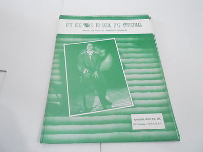 1951 vintage NOS sheet music - ITS BEGINNING TO LOOK A LOT LIKE CHRISTMAS type A
