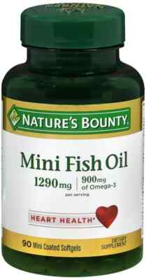 Nature's Bounty Omega 3 Mini Fish Oil 1290 mg 90ct Odorless Softgels 
