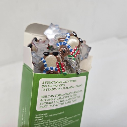 Holiday Time 3-Function 18 LED Reindeer Warm White Lights Silver Wire Battery - Picture 7 of 8
