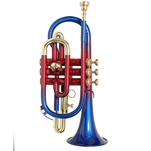 Cornet Trumpet Handmade Bb,Multi Color Lacquered+Brass Finish by Zaima with Case - Image 4 of 4