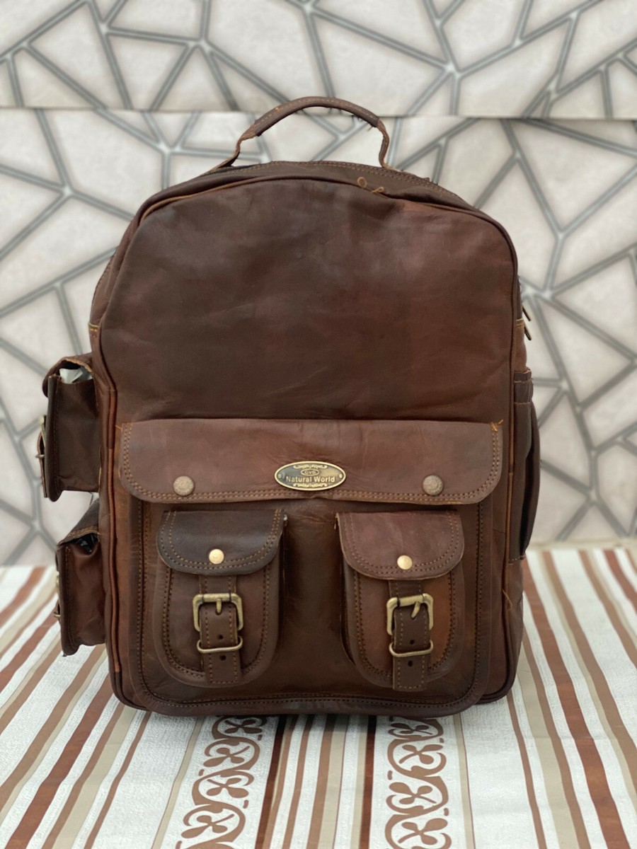 Men's Genuine Real Leather Fashion Backpack Satchel Rucksack