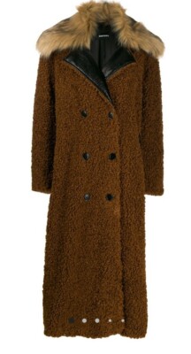 Diesel L ASC Oversized Teddy Coat Detachable Wolf Faux Fur Collar