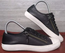 Coach Empire Zipper Black Leather Low Top Sneakers Size 9.5 B
