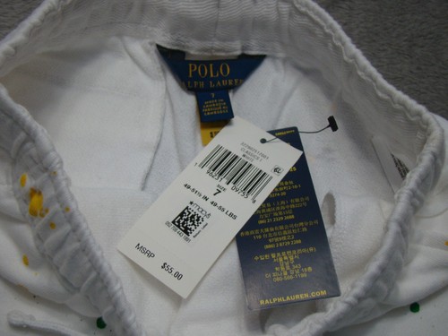 NWT Polo Ralph Lauren Boys Size 7 White Paint Splatter Terry Pull On Shorts - Picture 4 of 9
