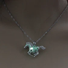 HORSE 1-1/4" x 3/4" with Glow in the Dark BALL 18" Pendant Necklace Luminous