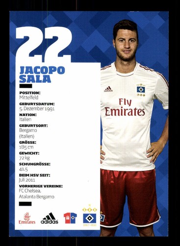 Biglietto autografo Jacopo Sala Hamburger SV 2012-13 originale firmato + A 185192 - Foto 2 di 2
