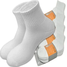 3-12 Pairs Mens Cushioned Ankle Crew Socks Cotton White Low Cut Size 9-11 10-13