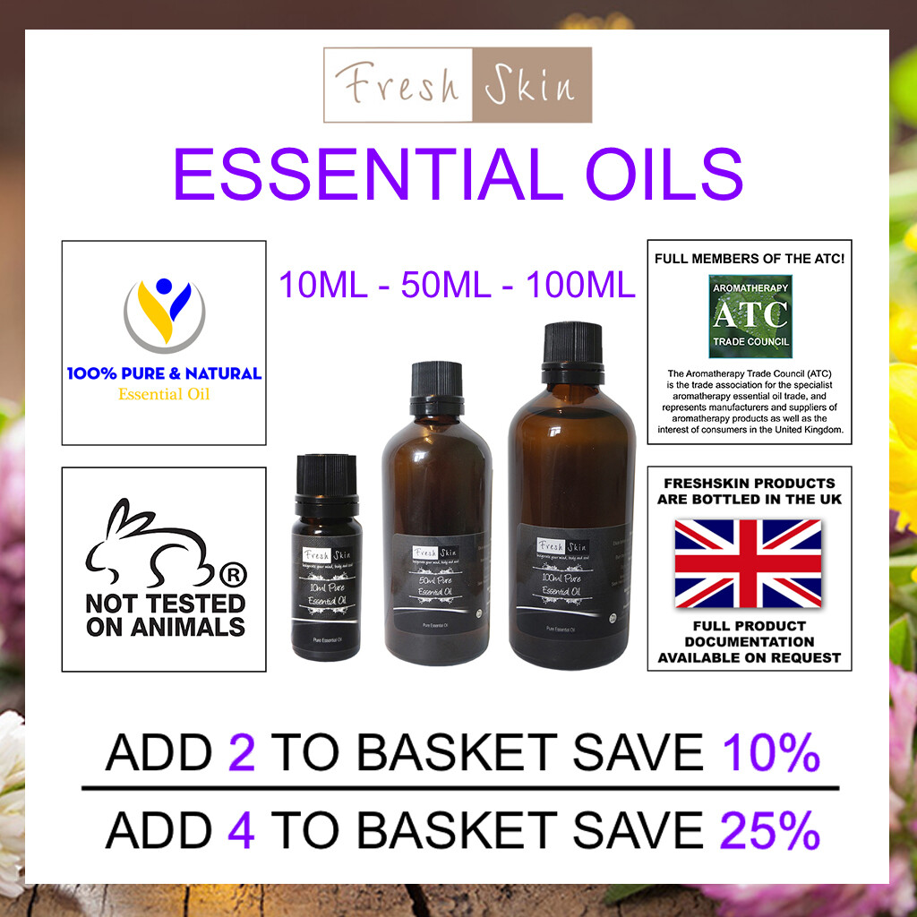 10ml, 50ml & 100ml Freshskin Essential Oils - Natural & 100% Pure - High Quality