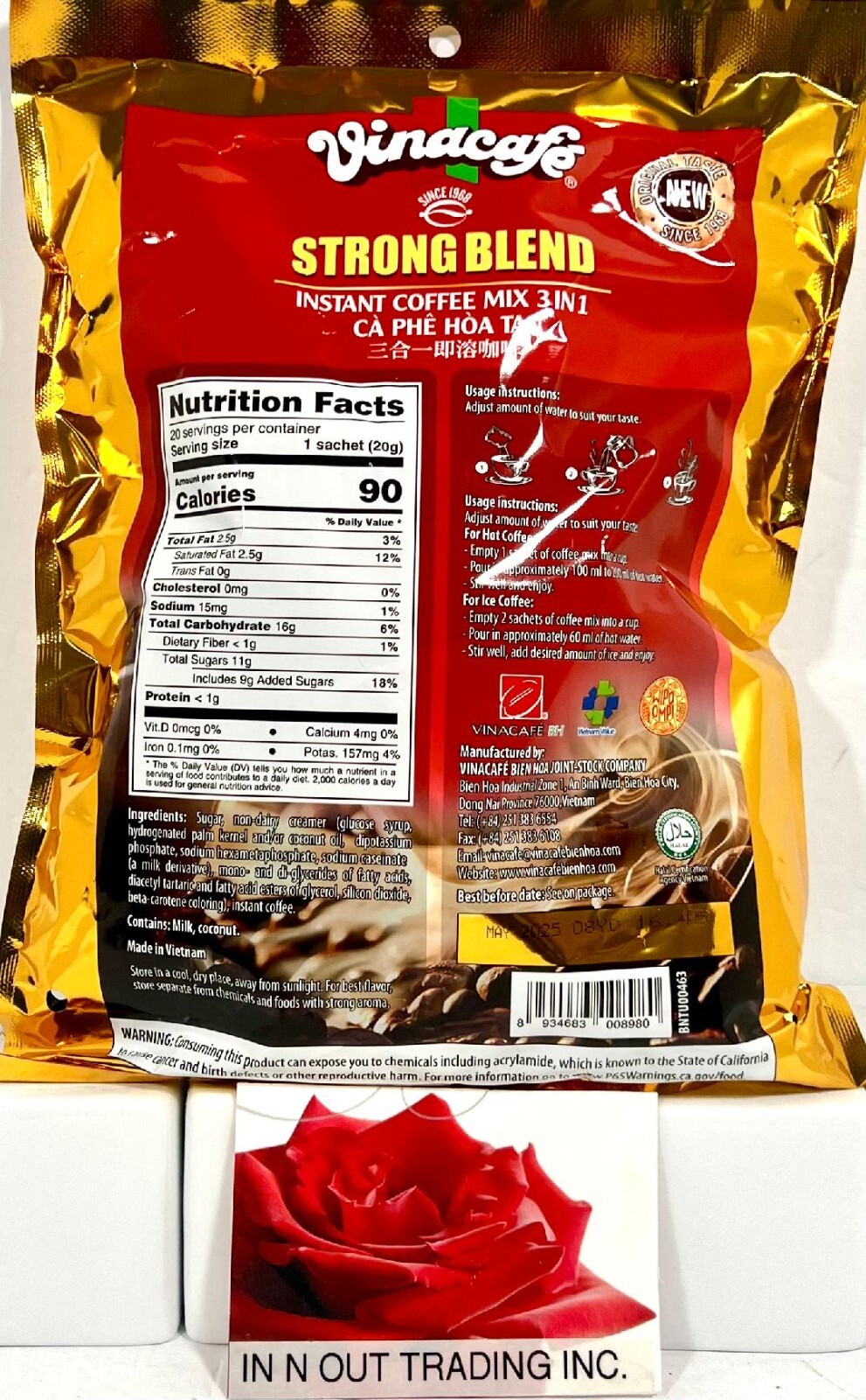 Vinacafe 3-In-1 Strong Blend Instant Coffee 20 Sachets x 20g (Pack of 3)~03/2027