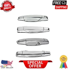 Chrome Outer Outside Exterior Door Handle Set of 4 Kit for Chevy Pickup Truck