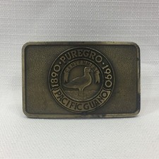 Vintage Puregro Pacific Guano Brass Belt Buckle Centennial 1890 1990 Celebration