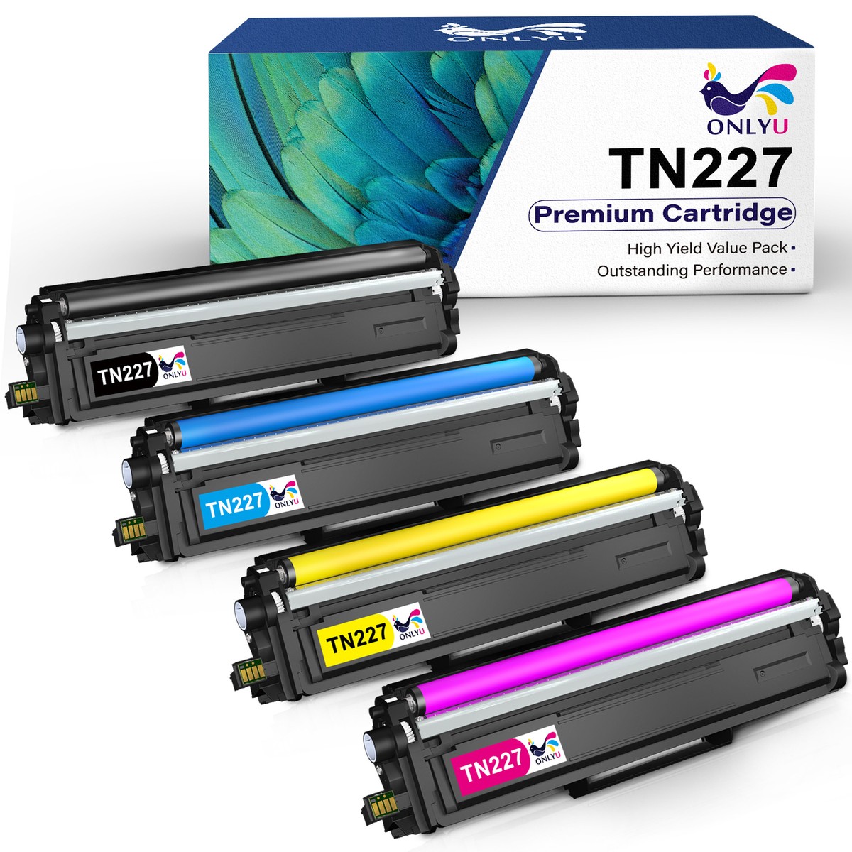 TN-227BK/C/M/Y High Yield 4-Pack Compatible For Brother TN227 TN -227 Toner