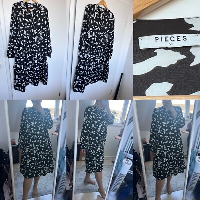 Schwarzes Midikleid XL 42/44 Pieces Plus Size Curvy Fashion