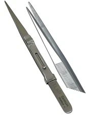 GEM & DIAMOND STONE TWEEZERS LOCKING JEWELRY TWEEZER SLIDE LOCK FINE TIP-GERMAN