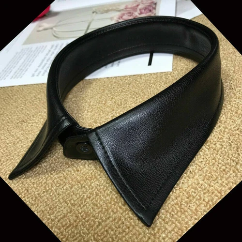 Desmontable Falso Cuello Imitación Cuero para Chaqueta Abrigo Suéter Camisa Negro - Imagen 3 de 7