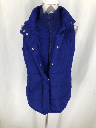 Motherhood Maternity Quilted Puffer Vest Full Zip Snap Blue Small - Picture 2 of 4