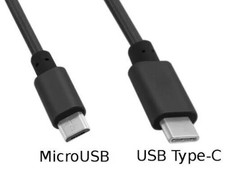 USB C Type Male Plug to Micro B Data Sync & Charge Cable 1m
