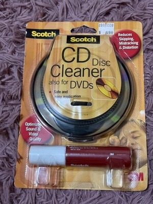 Scotch Disc Cleaner CD DVD Blue Ray Video Games 3M includes solution NEW