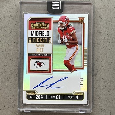 2023 Panini Contenders Optic Rashee Rice Midfield Rookie Ticket Auto /50 Chiefs