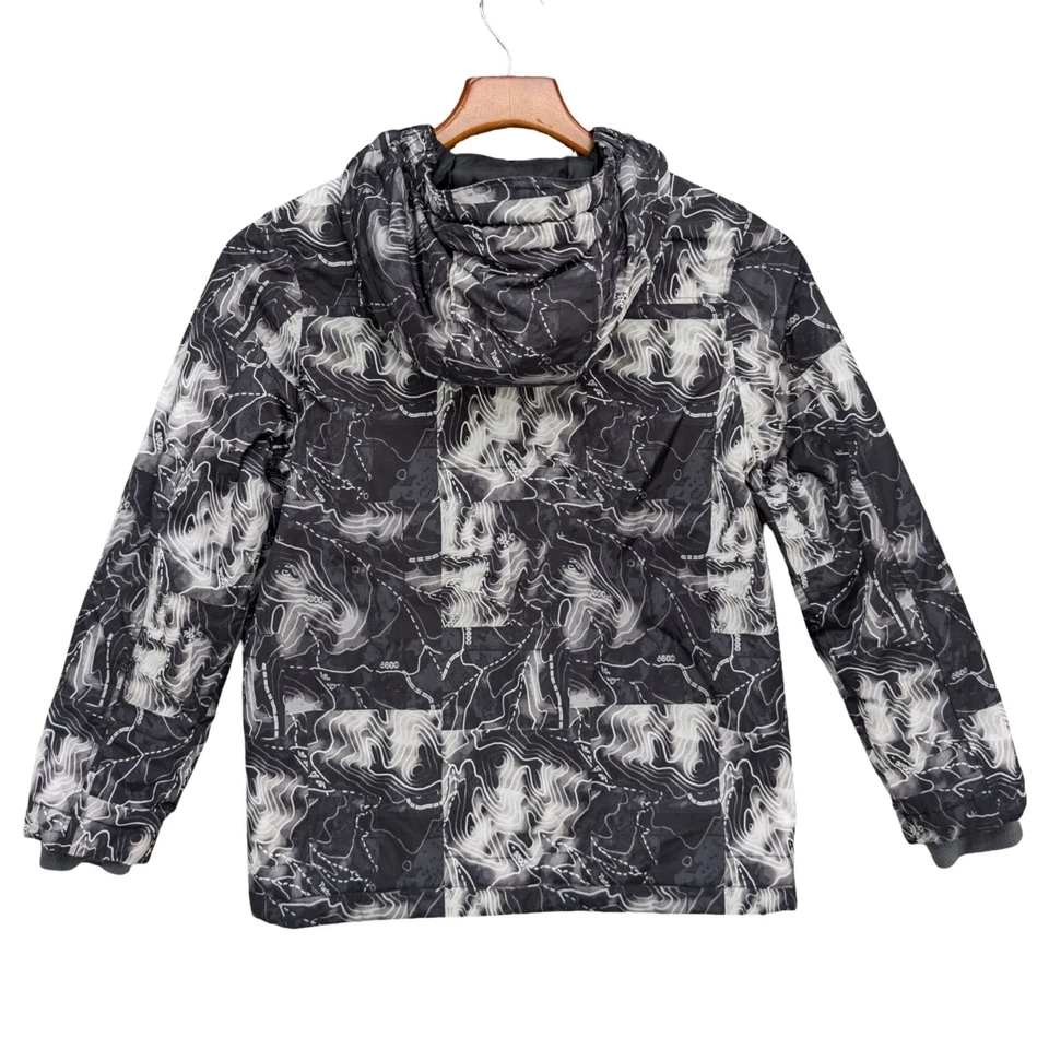 Chaqueta de Invierno Lands End Niños Gris Estampado de Mapa Con Capucha Cremallera Completa Aislada Talla L 10-12 Foto 2 de 4