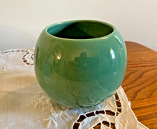 Vintage Haeger Pottery Orb Planter Vase Round Green 3.75