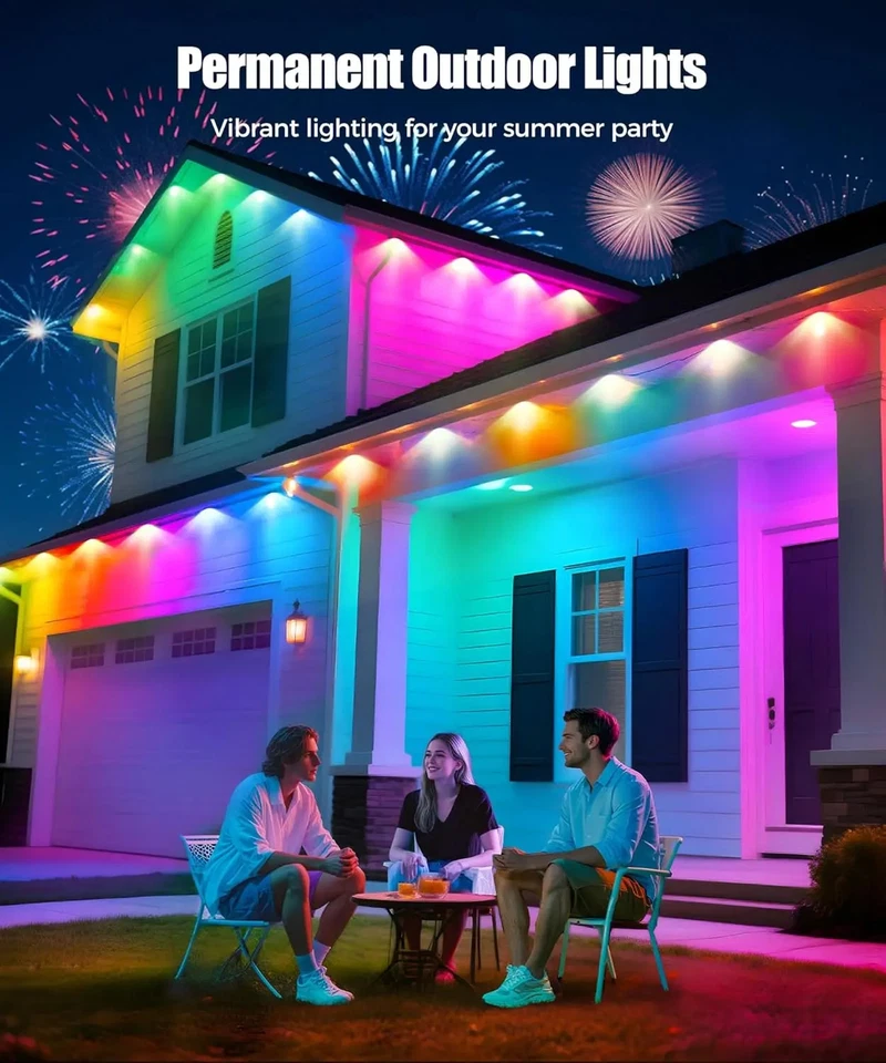 60M Smart RGB Eave Lights App Remote IP67 Permanent Outdoor LED String Lights - Image 3 of 4