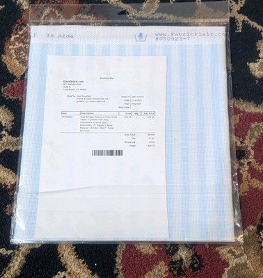 Fabric Flair 16 ct Aida 18'' x 27'' Blue Parisian Stripes Cross Stitch Fabric