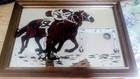 14" X 20" Horse Racing Glass Mirror in Wooden Frame — photo 1