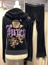 Juicy Couture Velour Low Rise Flare Pants 34 x 33 Zip Up Hoodie M