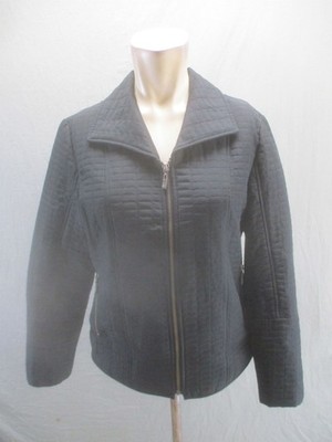 Chicos Size 1 Womens Black Long Sleeve Collared Full Zip Casual Comfy Jacket 587