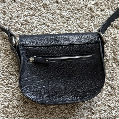 Borsa a tracolla VIN BAKER Saddle Pebble Leather nera a tracolla Made in USA - Foto 4 di 15