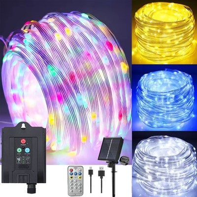 Solar Lichterkette Beleuchtung 100-300 LED Lichterschlauch Garten Außen Deko DHL