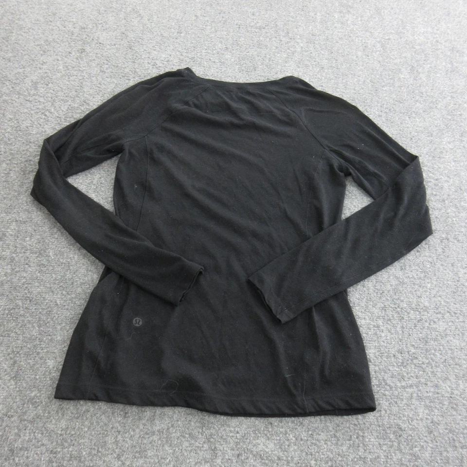 Camisa Lululemon Mujer Pequeña Negra Manga Larga Cuello Redondo Atlética Yoga Top Activo Foto 4 de 4