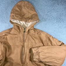 VTG Dickies Canvas Hooded Jacket Men XL Brown Sherpa Lined Workwear Coat 90s y2k