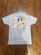Bluey Adult Unisex Shirt Light Blue Size Large Flaws