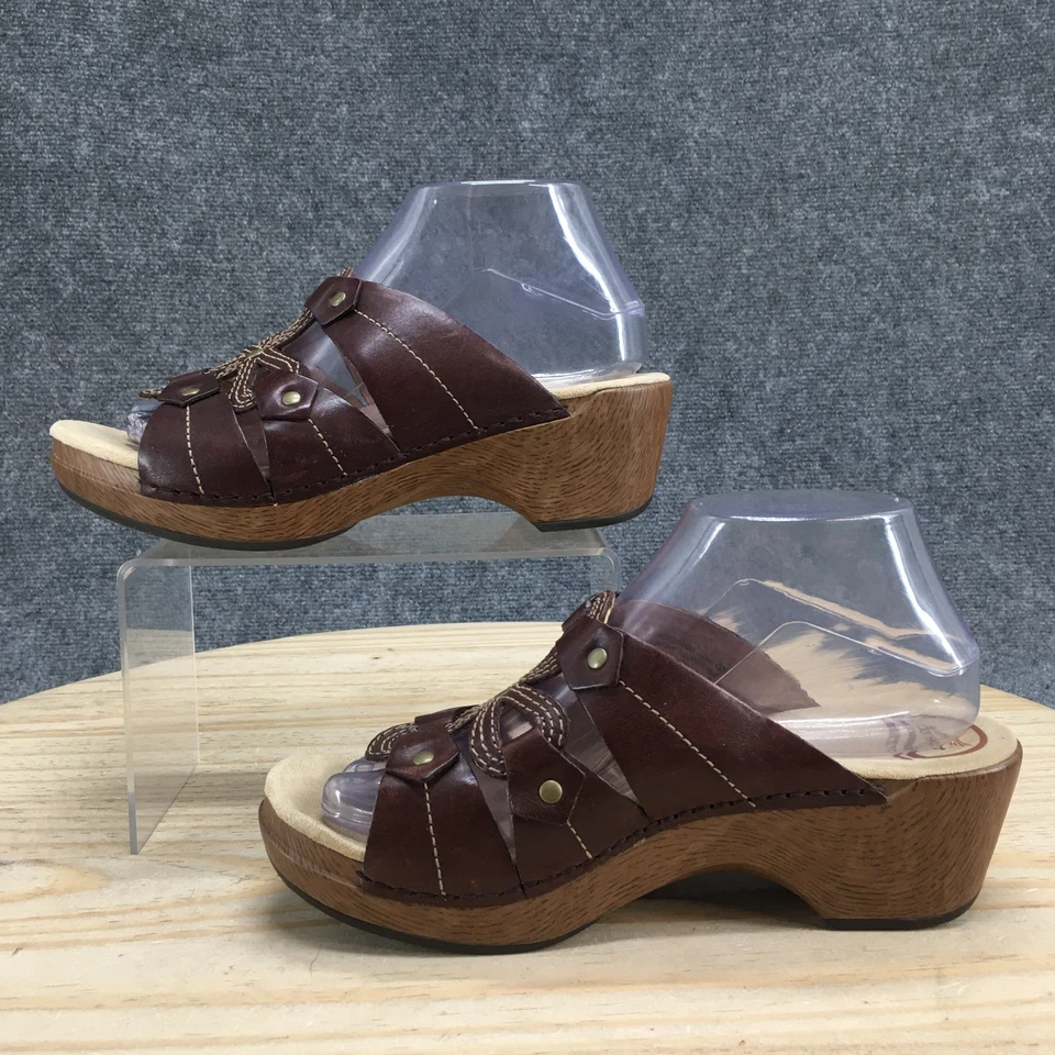 Sandalias Dansko Mujer 39 Serena Deslizables Marrón Tacones de Cuña Punta Abierta Sin Cordones Informales Foto 2 de 4