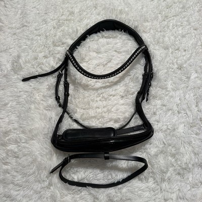 Large Black Correct Connect Pro-Fit English Horseback Riding Snaffle Bridle