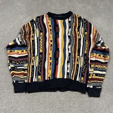 COOGI Jumper Mens M Multicoloured Wool 3D Knit Crew Neck Pullover 90s Australia