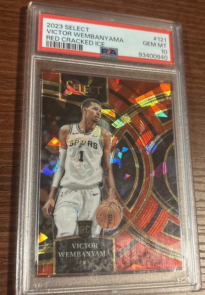 2023-24 Panini Select Premier Victor Wembanyama #121 Red Cracked Ice PSA 10 (RC) - Image 4 of 4