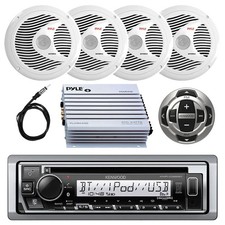 Kenwood Marine Bluetooth CD Radio, 4x 6.5'' Speakers, Amplifier, Remote, Antenna