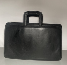Vintage Top Handle Black Leather Business Briefcase