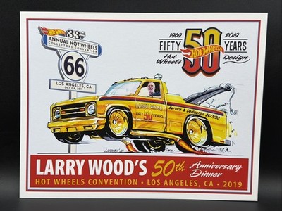 2019 Hot Wheels Convention Poster E-Sheet GOLD RAMBLIN WRECKER Larry Wood 50th