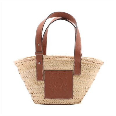Loewe Basket small Raffia x leather Straw bag Beige×Brown | eBay