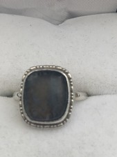 927 Silver Ring With Large Labradorite Gemstone Size L1/2